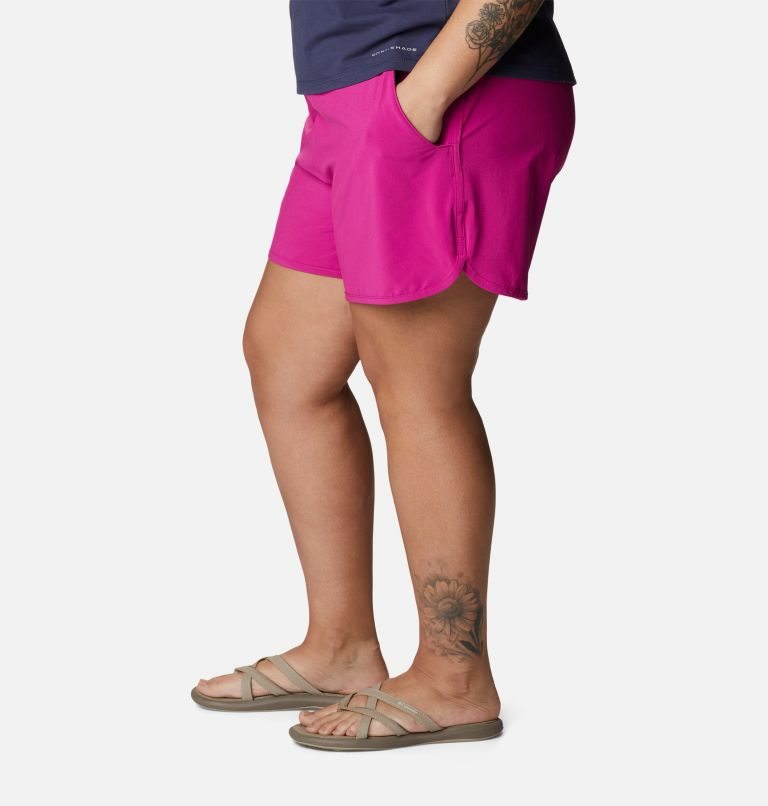 Women's Columbia Pleasant Creek Stretch Shorts Fuchsia | Plus Size CA-DL3C0